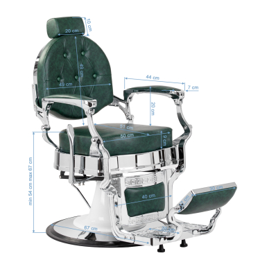 Fotel barberski Barber Chair President Green Chrome 16