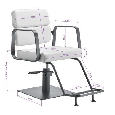 Barber chair Gabbiano Porto Grey and White 8