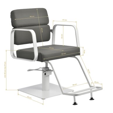 Barber chair Gabbiano Porto White and Gray 6