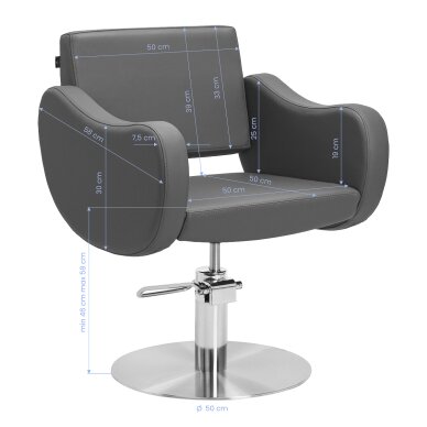 Friseurstuhl Gabbiano Seville Grau und Silber 8