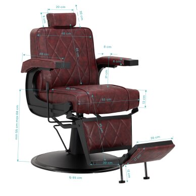 Kirpyklos kėdė Professional barber chair BM88066B bordo 15