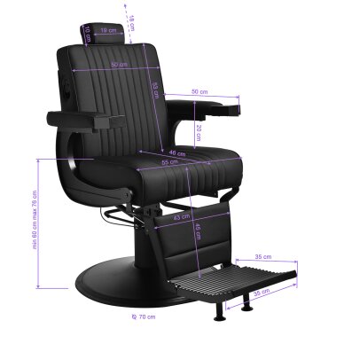 Kirpyklos kėdė Gabbiano Barber Chair Levi Black 13