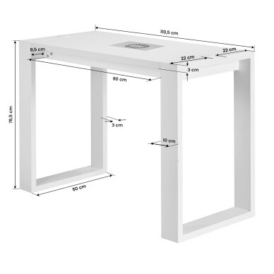 Kosmetik-Manikürtisch mit Staubabsaugung G031, weiß 14