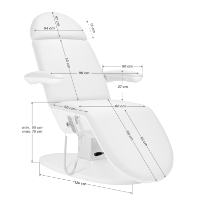 Kosmetoloģijas krēsls Eclipse 2240K Electric 3 Motor White 13