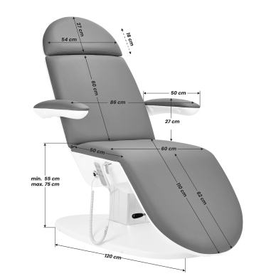 Kosmetologinis krėslas Eclipse 2240K Electric 3 Motor Grey White 13