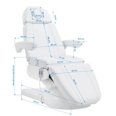 Elektryczny fotel kosmetyczny Azzurro Lux 3m biały 14