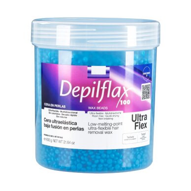 Depilflax 100 elastyczny wosk do depilacji o niskiej temperaturze topnienia perłowy niebieski 600g Depilflax 100 elastyczny wosk do depilacji o niskiej temperaturze topnienia perłowy niebieski 600g