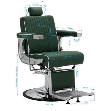 Barber chair Gabbiano Visionerio Green and Chrome 17