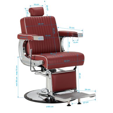 Barber chair Gabbiano Visionerio Red and Chrome 17