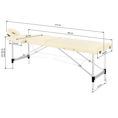 Sulankstomas aliuminis masažo stalas BALANCE 2 Cream 16