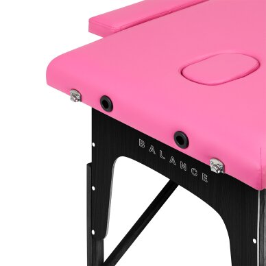 Folding wooden massage table BALANCE 2 Pink and Black 4