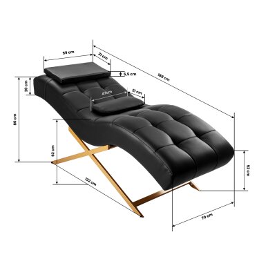 Wimpernverlängerungs-Kosmetikstuhl Sillon Alba, schwarz und gold 10
