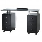 Manikiūro stalas MANICURE DESK ESTHETIC GLASS BLACK
