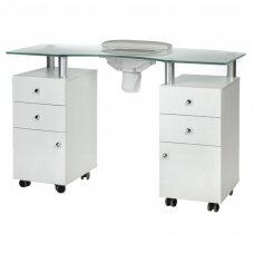 Biurko do manicure z pochłaniaczem MANICURE DESK PRACTIC GLASS WHITE