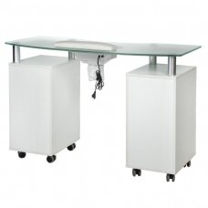 Biurko do manicure z pochłaniaczem MANICURE DESK PRACTIC GLASS WHITE