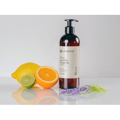 Citrusinių vaisių, levandų ir bergamotės masažinis aliejus, 500 ml 1