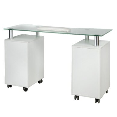 Kosmētikas galds MANICURE DESK ESTHETIC GLASS WHITE 1 Kosmētikas galds MANICURE DESK ESTHETIC GLASS WHITE 1