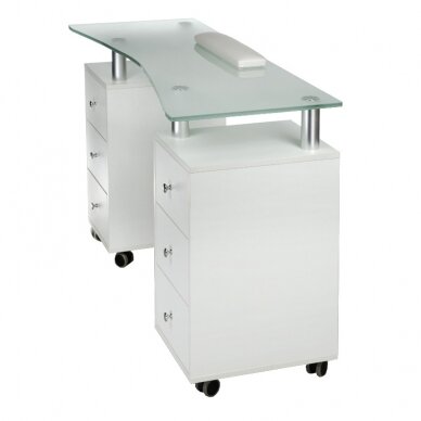 Cosmetology desk MANICURE DESK ESTHETIC GLASS WHITE 2