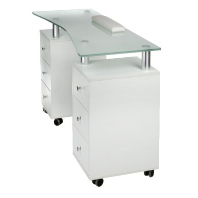 Kosmētikas galds MANICURE DESK ESTHETIC GLASS WHITE 2 Kosmētikas galds MANICURE DESK ESTHETIC GLASS WHITE 2