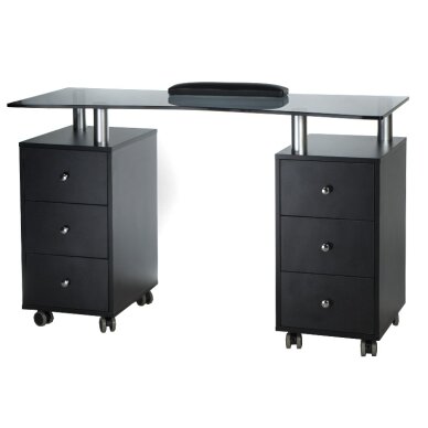 Cosmetics desk MANICURE DESK ESTHETIC GLASS BLACK Cosmetics desk MANICURE DESK ESTHETIC GLASS BLACK