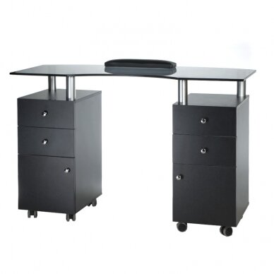 Kosmetiikkapöytä MANICURE DESK PRO GLASS BLACK