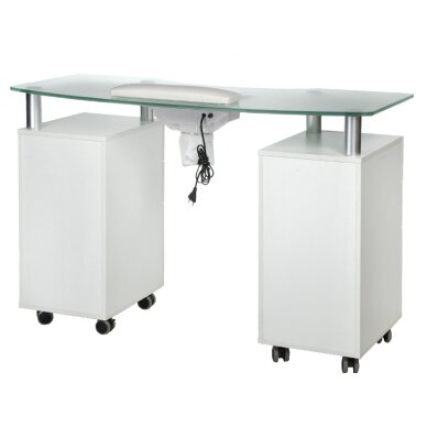 Manikīra galds ar putekļu savācēju MANICURE DESK PRACTIC GLASS WHITE 1
