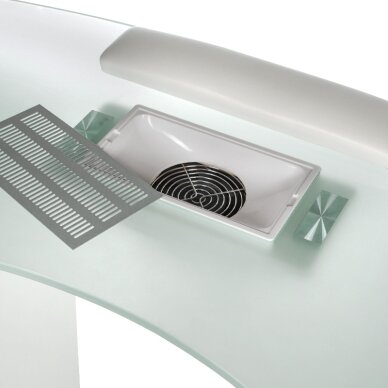 Manikīra galds ar putekļu savācēju MANICURE DESK PRACTIC GLASS WHITE 3