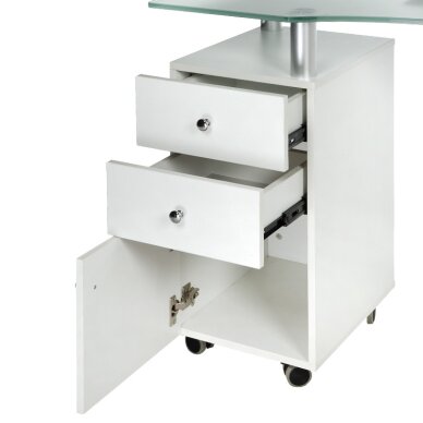 Manikīra galds ar putekļu savācēju MANICURE DESK PRACTIC GLASS WHITE 4