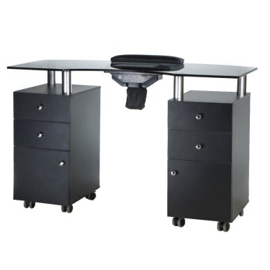 Manicure table with dust collector MANICURE DESK PRACTIC GLASS BLACK