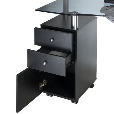 Manikiūro stalas su dulkių surinkėju MANICURE DESK PRACTIC GLASS BLACK 4