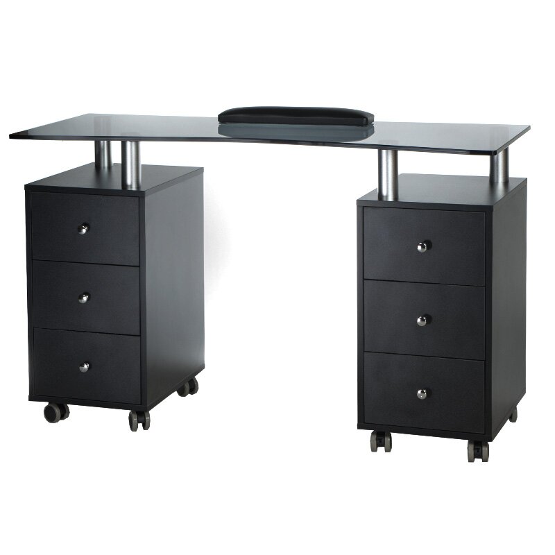 Cosmetics desk MANICURE DESK ESTHETIC GLASS BLACK Cosmetics desk MANICURE DESK ESTHETIC GLASS BLACK