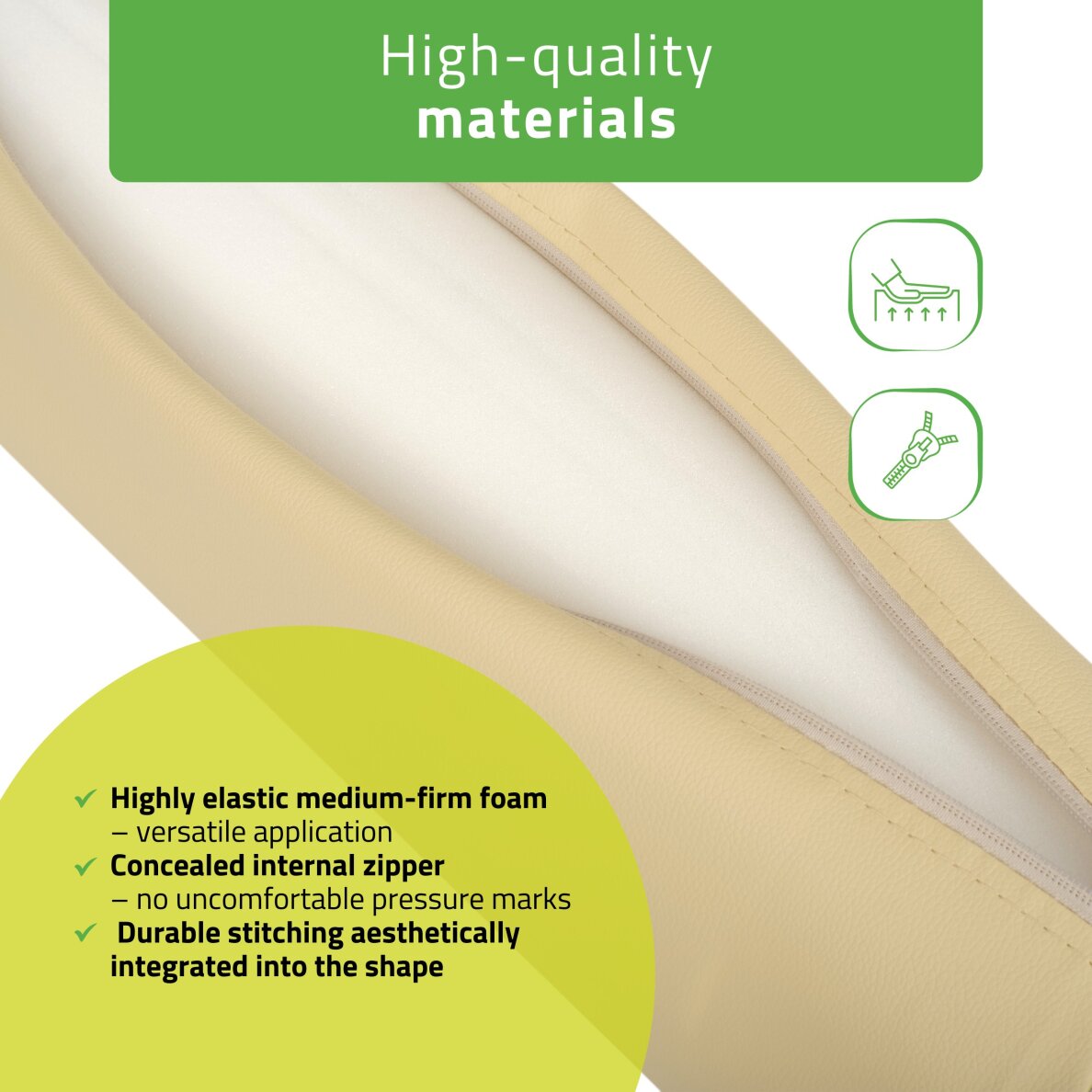 Okrągły wałek do masażu Aveno Life K533 15x60 cm, beżowy 2 Okrągły wałek do masażu Aveno Life K533 15x60 cm, beżowy 2