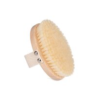 Dry massage brush with 100% bleached bristles