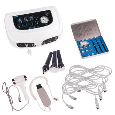Microdermabrasion machine with sonophoresis, cavitation peeling and cold-edge function BR-2011 1