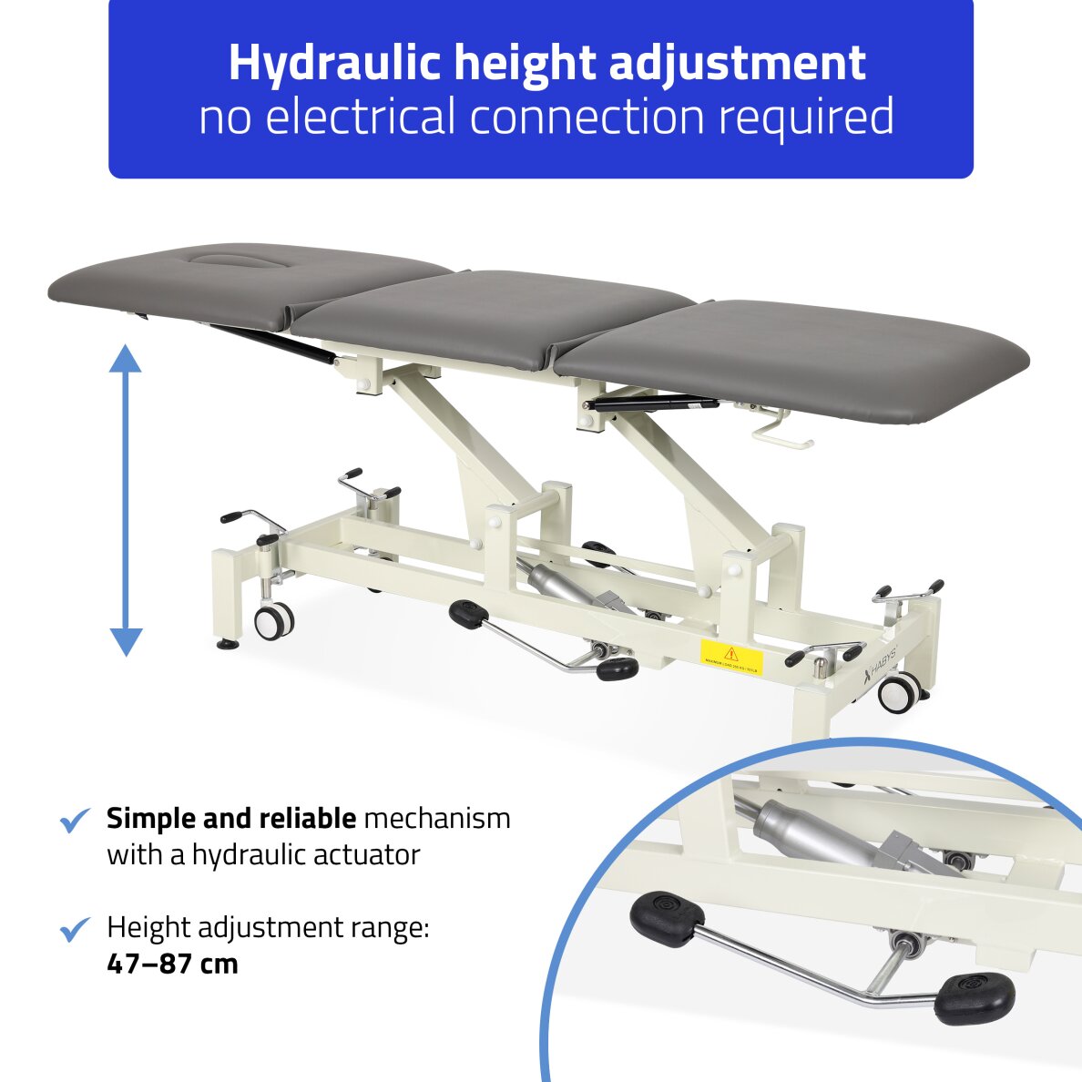 Stacionārs hidrauliskais masāžas galds Ultima H3 PVC gray 3