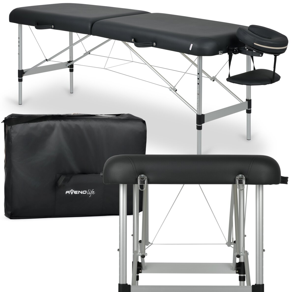 Saliekamais masāžas galds AvenoLife Estetic Dark 2 Black 65 (Economy Line)