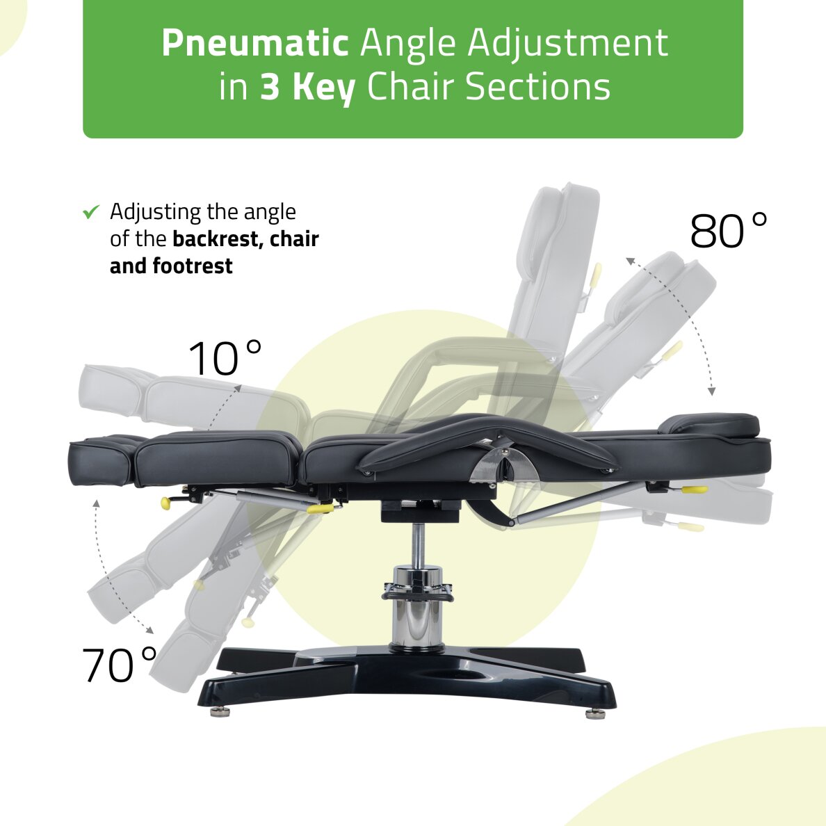 Kosmetologin tuoli MAX Nero hydraulic with pneumatic adjustment 4