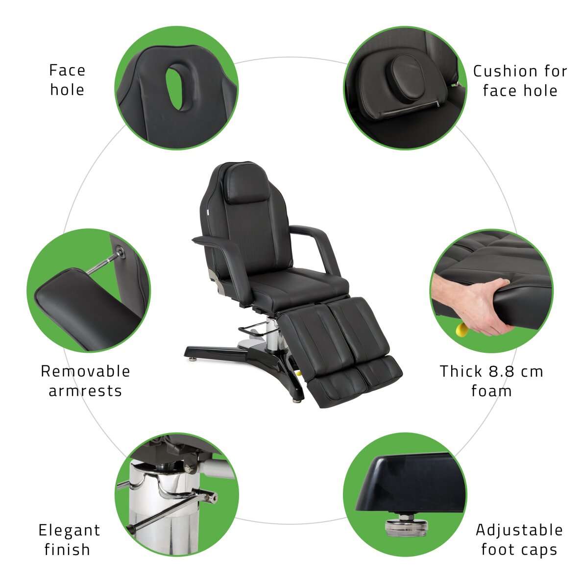 Kosmetologin tuoli MAX Nero hydraulic with pneumatic adjustment 7