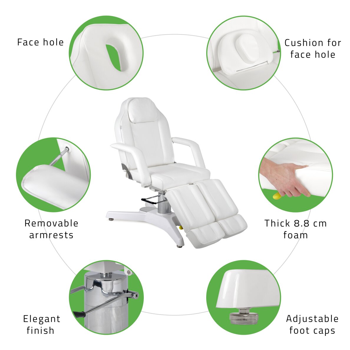 Fotel kosmetyczny MAX Bianco hydraulic with pneumatic adjustment 7