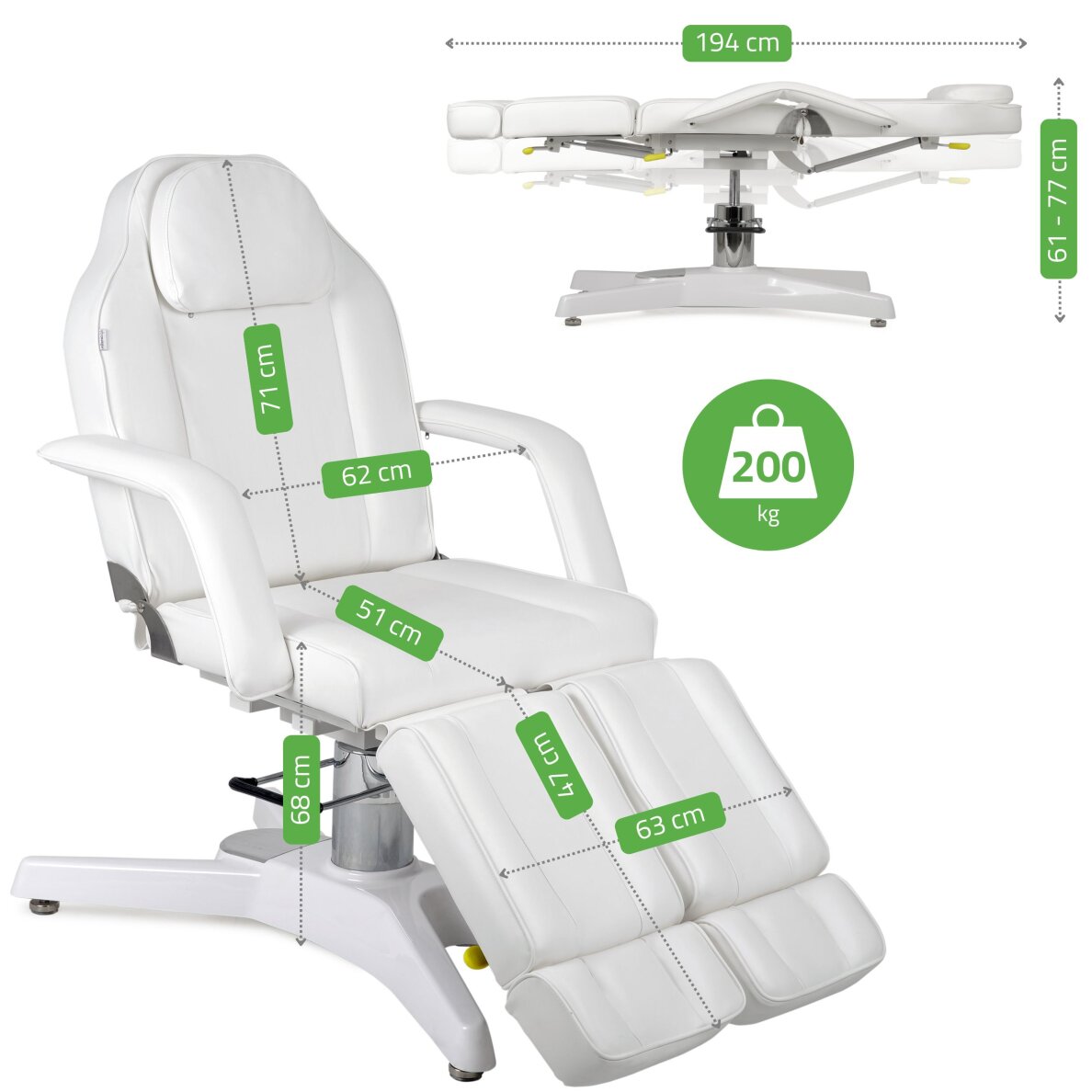 Fotel kosmetyczny MAX Bianco hydraulic with pneumatic adjustment 8 Fotel kosmetyczny MAX Bianco hydraulic with pneumatic adjustment 8