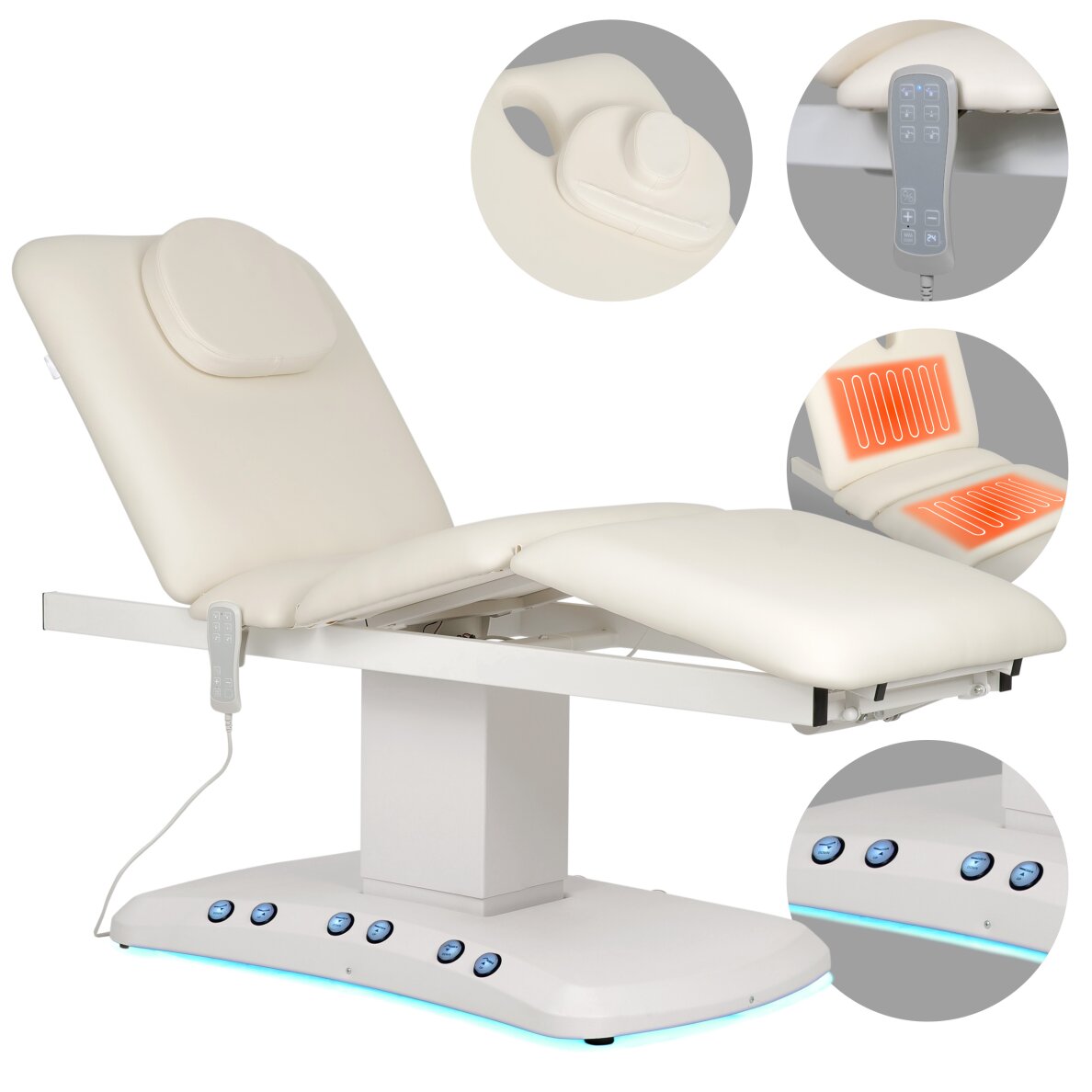 Elektrischer Kosmetikstuhl Serenity PRO 4 mit Heizfunktion