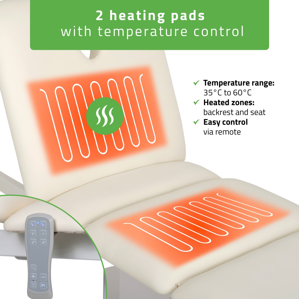 Elektrischer Kosmetikstuhl Serenity PRO 4 mit Heizfunktion 2