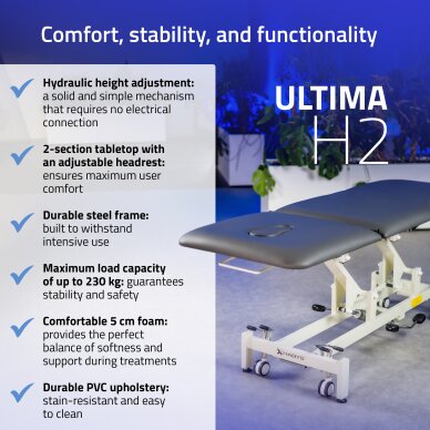 Stacionarus hidraulinis masažo stalas Ultima H2 PVC gray 1