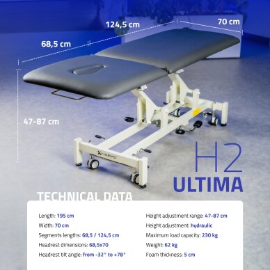 Stacionarus hidraulinis masažo stalas Ultima H2 PVC gray 6