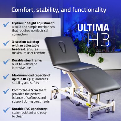 Стационарный гидравлический массажный стол Ultima H3 PVC gray 1