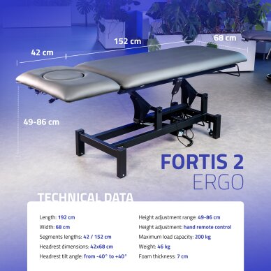 Elektrinis masažo procedūrų stalas Fortis 2 ERGO grey 8 Elektrinis masažo procedūrų stalas Fortis 2 ERGO grey 8