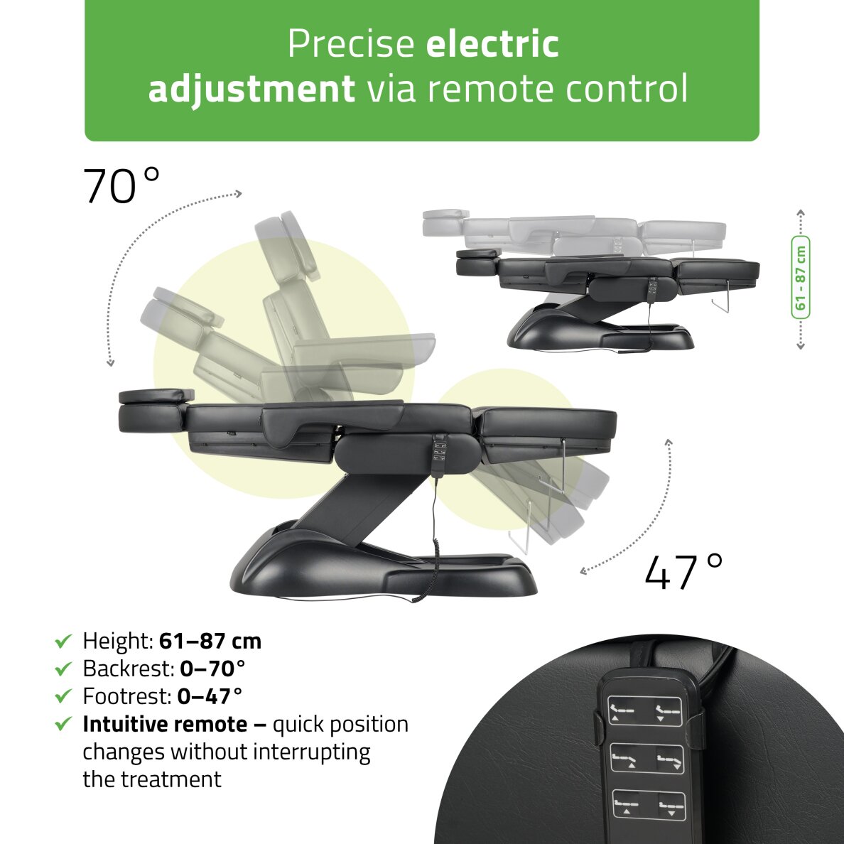 Electric cosmetology chair Leo PRO 4 Black 2 Electric cosmetology chair Leo PRO 4 Black 2