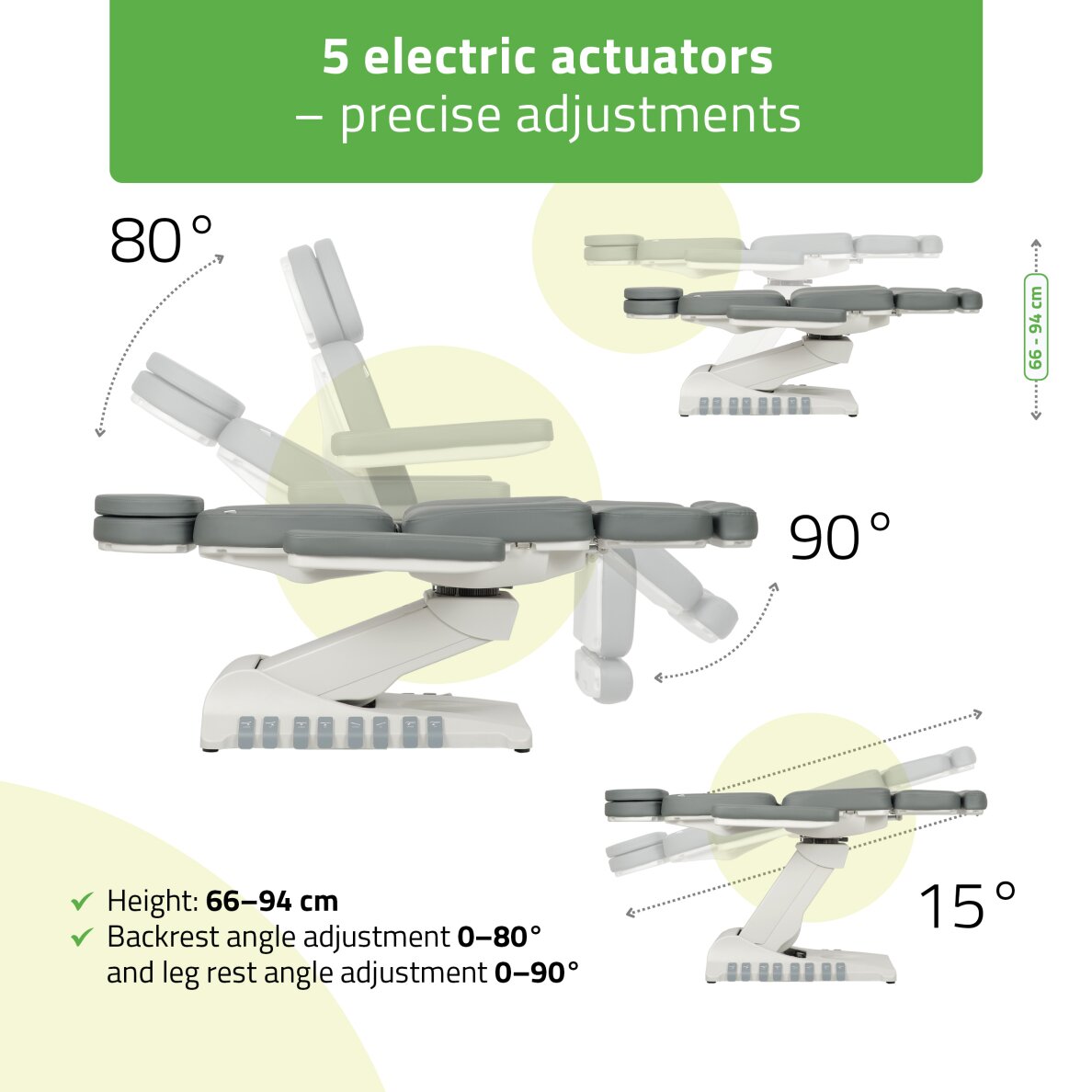 Elektryczny fotel kosmetyczny Luxoria PRO 5 Szary 5