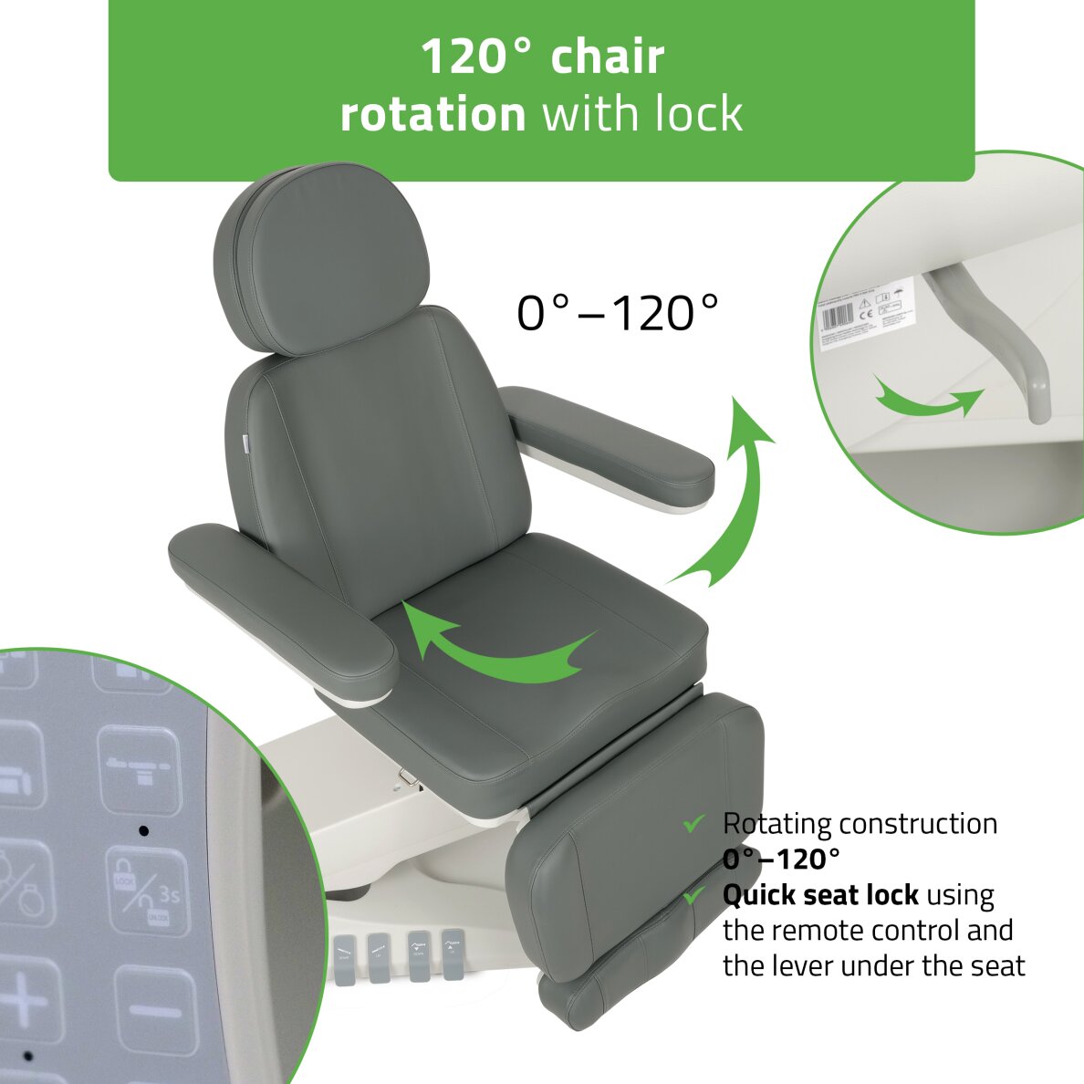 Elektryczny fotel kosmetyczny Luxoria PRO 5 Szary 6