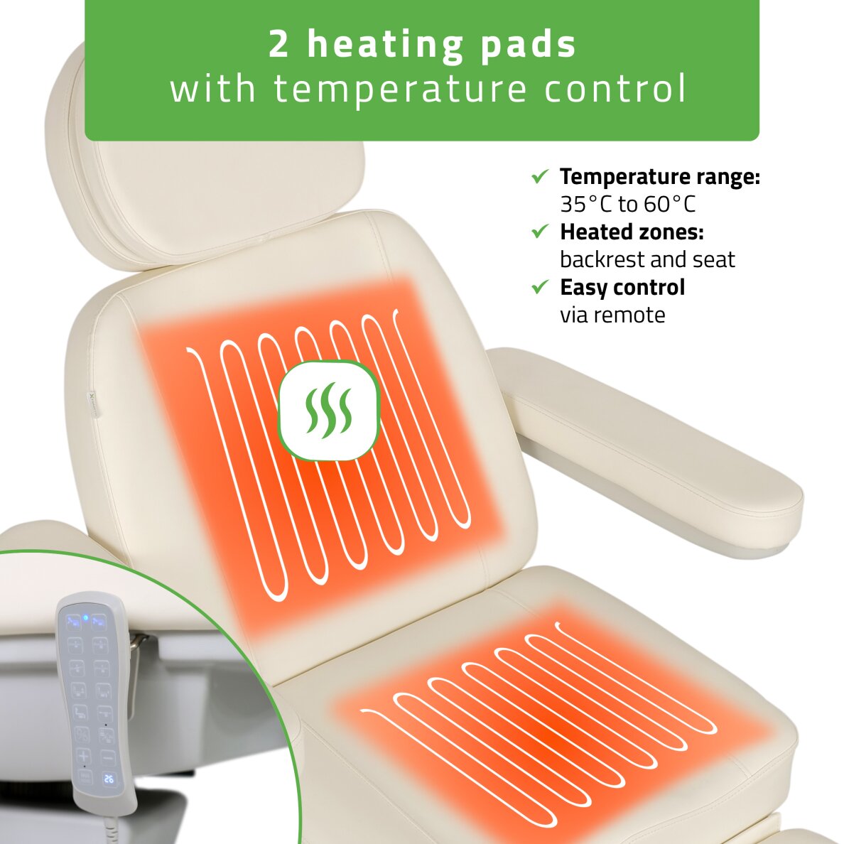 Электрическое косметологическое кресло Luxoria PRO 5 White 2